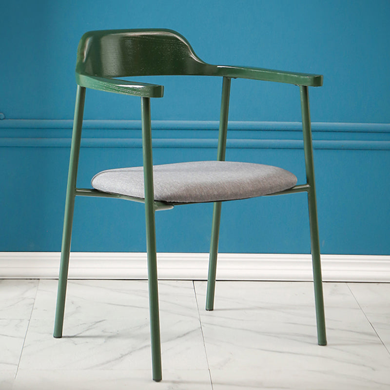 Industrial Indoor-Outdoor Chair Open Back Upholstered Dining Arm Chair