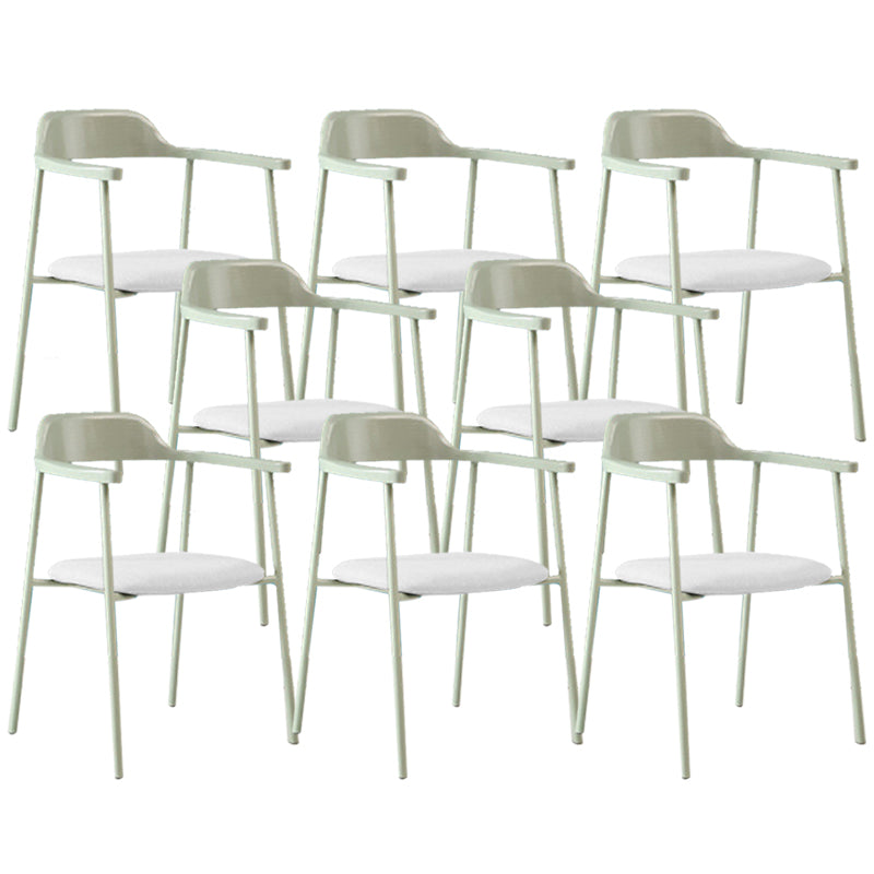 Industrial Indoor-Outdoor Chair Open Back Upholstered Dining Arm Chair