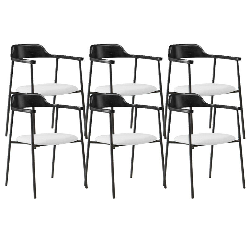 Industrial Indoor-Outdoor Chair Open Back Upholstered Dining Arm Chair