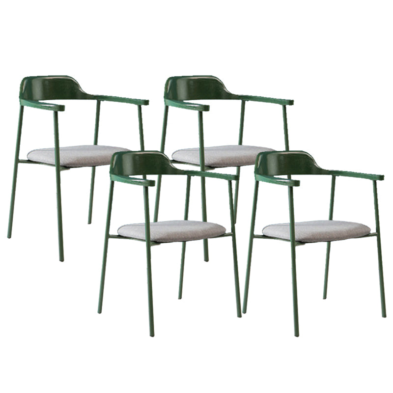 Industrial Indoor-Outdoor Chair Open Back Upholstered Dining Arm Chair