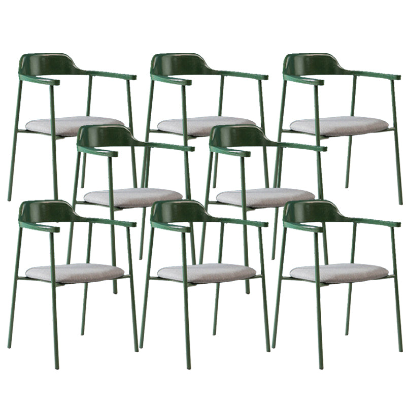 Industrial Indoor-Outdoor Chair Open Back Upholstered Dining Arm Chair