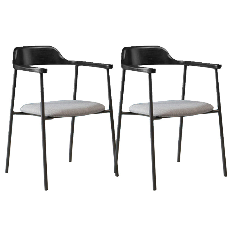 Industrial Indoor-Outdoor Chair Open Back Upholstered Dining Arm Chair