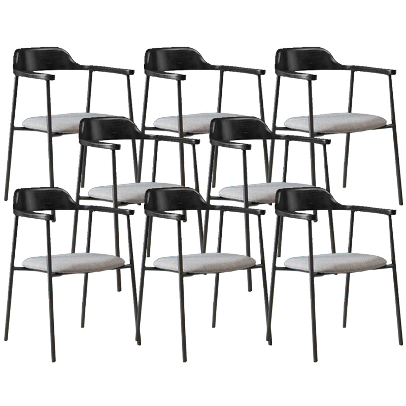 Industrial Indoor-Outdoor Chair Open Back Upholstered Dining Arm Chair