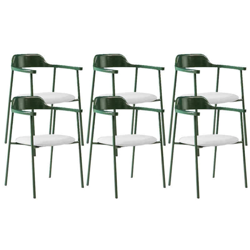 Industrial Indoor-Outdoor Chair Open Back Upholstered Dining Arm Chair