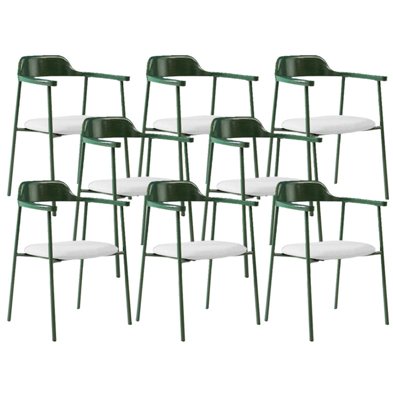 Industrial Indoor-Outdoor Chair Open Back Upholstered Dining Arm Chair