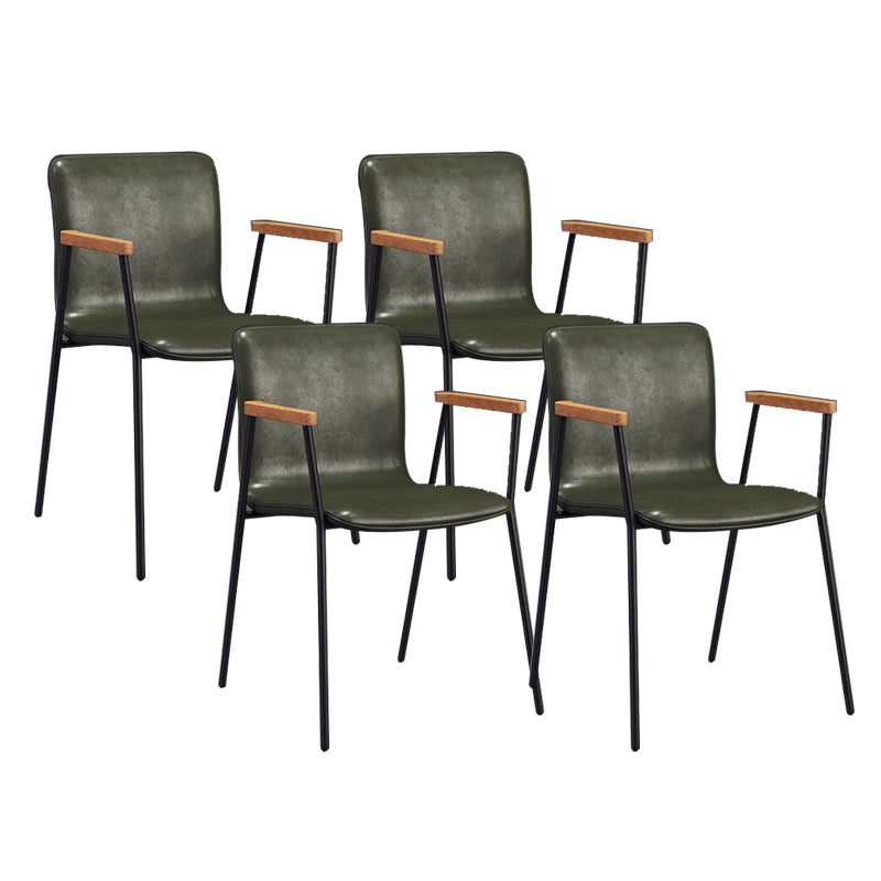 Industrial Metal Chair Dining Room Faux Leather Upholstered Arm Chair