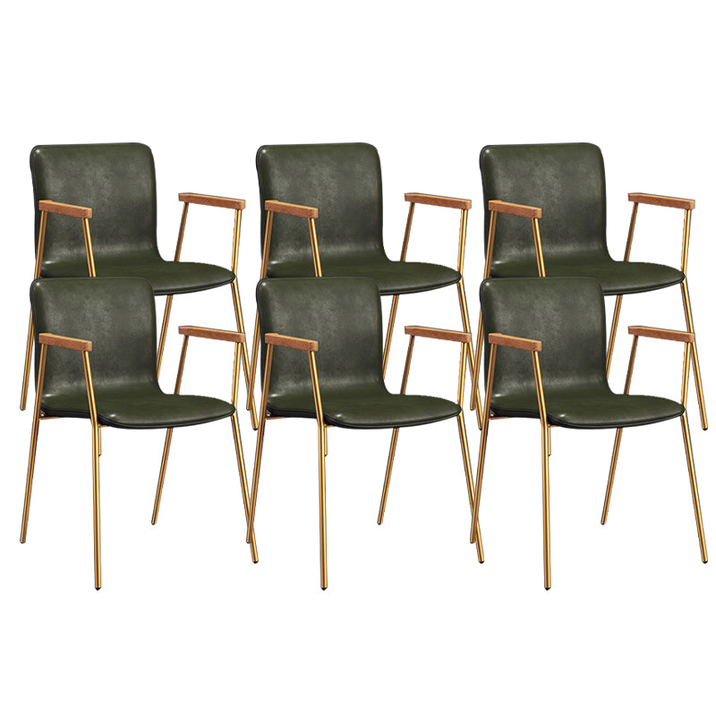 Industrial Metal Chair Dining Room Faux Leather Upholstered Arm Chair