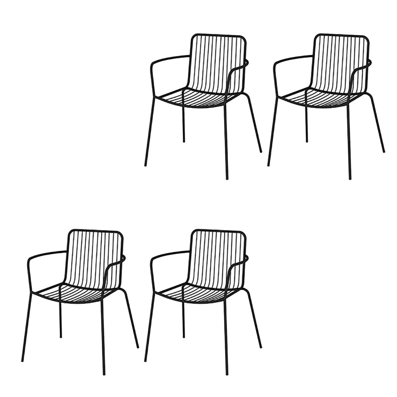 Industrial Patio Dining Chair Slat Back Metal Dining Arm Chairs