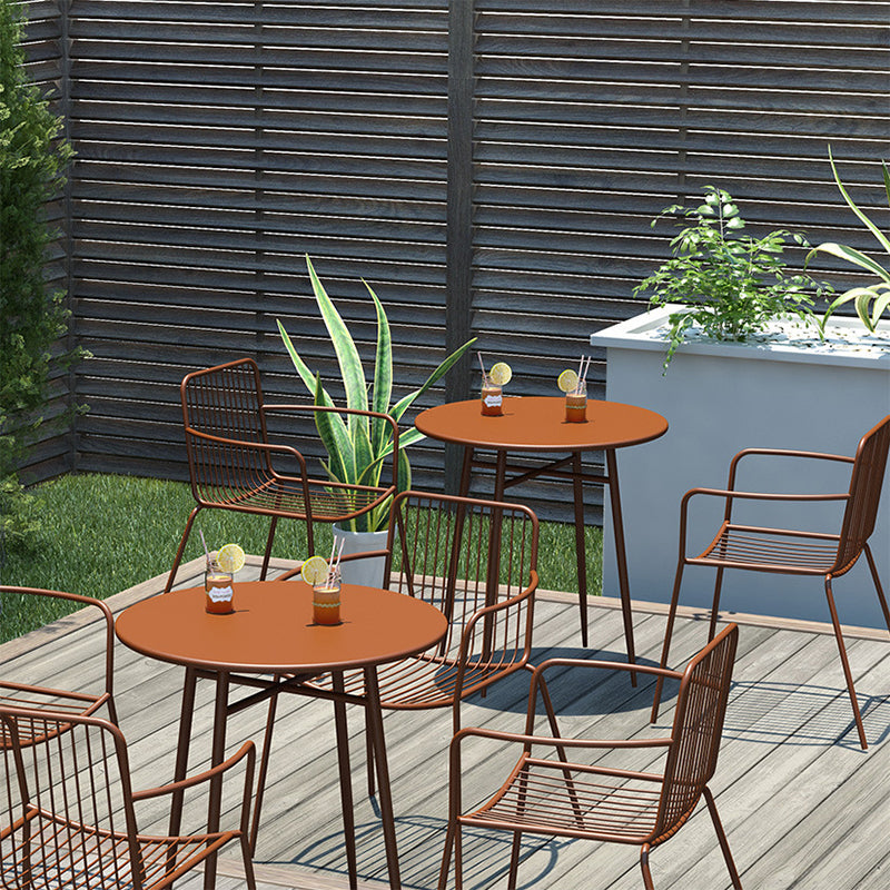 Industrial Patio Dining Chair Slat Back Metal Dining Arm Chairs