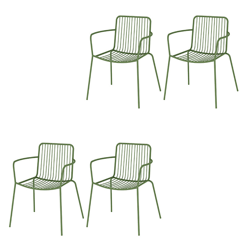 Industrial Patio Dining Chair Slat Back Metal Dining Arm Chairs