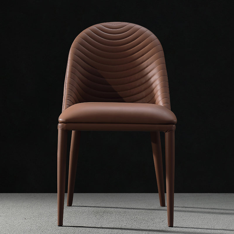 Parsons Side Chair Leather Metal Base Dining Chair for Dining Room