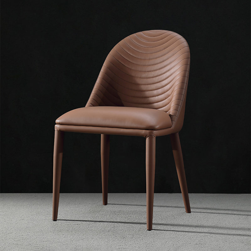 Parsons Side Chair Leather Metal Base Dining Chair for Dining Room