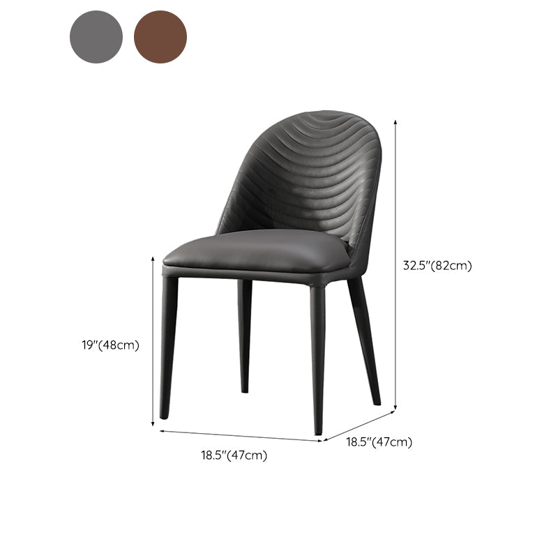 Parsons Side Chair Leather Metal Base Dining Chair for Dining Room
