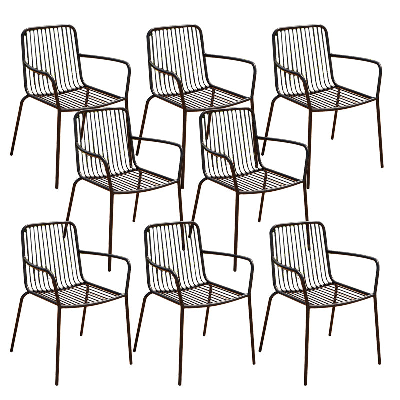 Outdoor Patio Arm Chair Metal Industrial Chairs with Slat Back