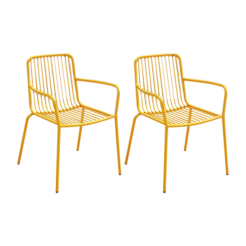 Outdoor Patio Arm Chair Metal Industrial Chairs with Slat Back