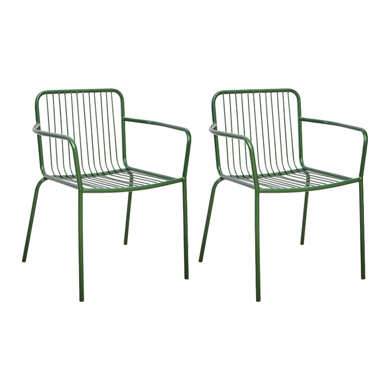 Outdoor Patio Arm Chair Metal Industrial Chairs with Slat Back