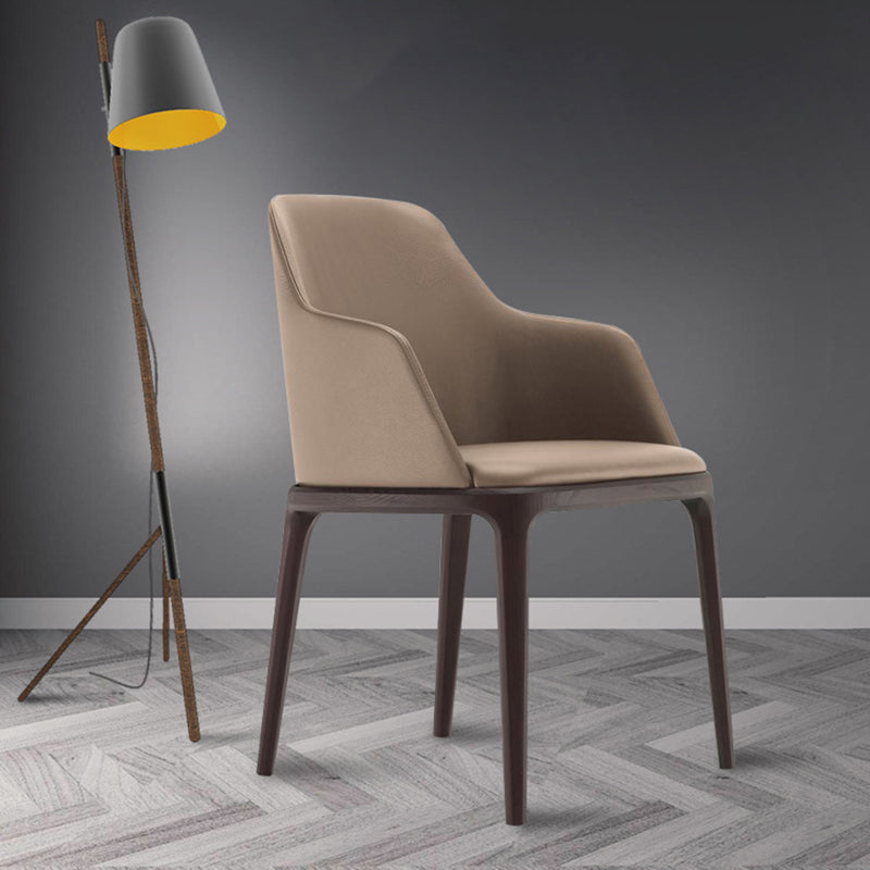 Faux Leather Upholstered Dining Chairs Industrial Solid Back Chair