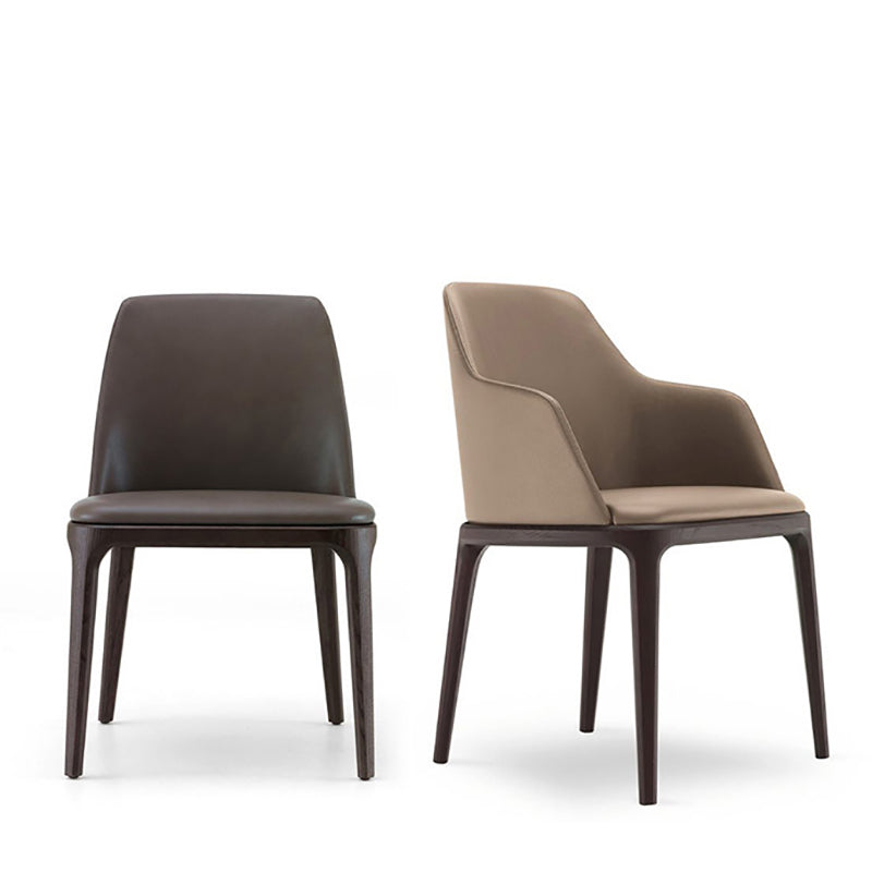 Faux Leather Upholstered Dining Chairs Industrial Solid Back Chair