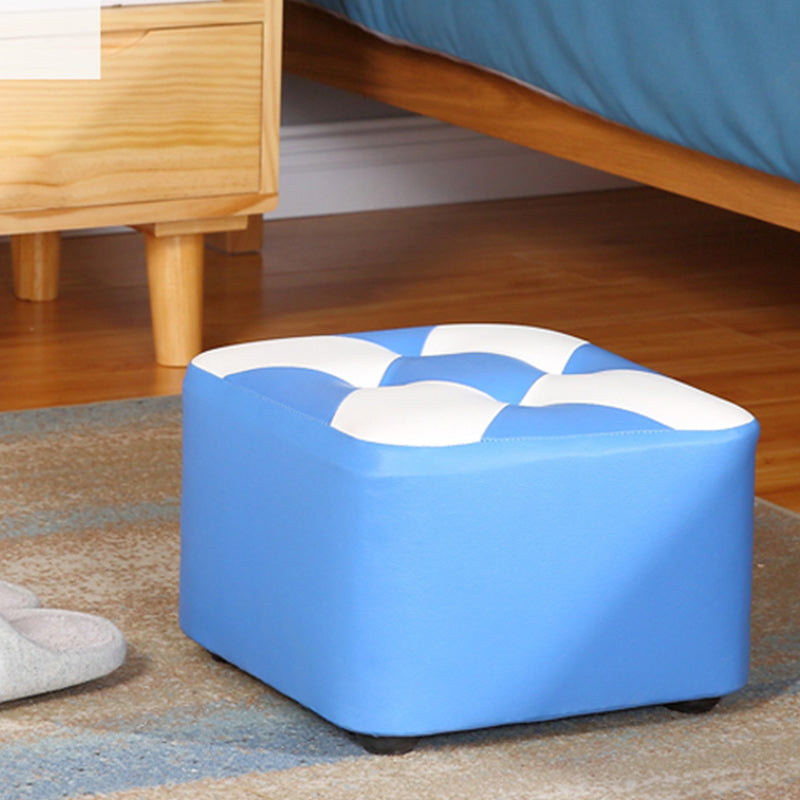 Color Panel Pouf Ottoman Stain Resistant Square Faux Leather Tufted Ottoman