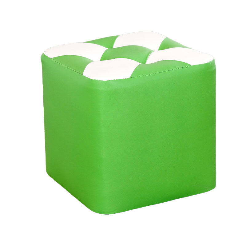 Color Panel Pouf Ottoman Stain Resistant Square Faux Leather Tufted Ottoman