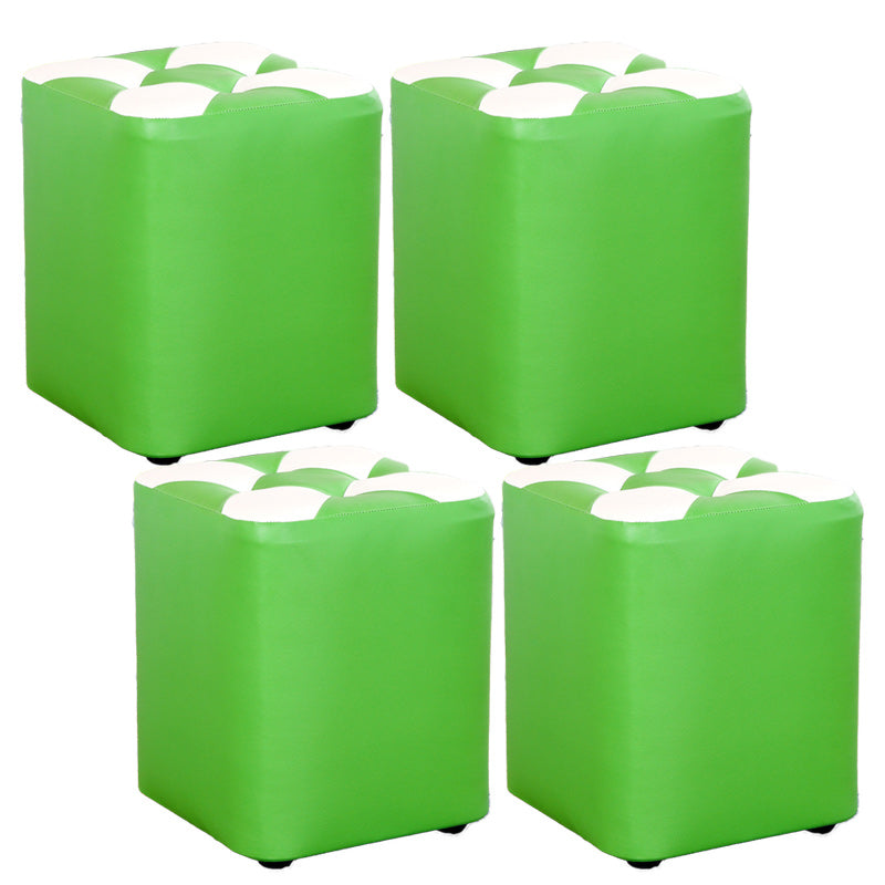 Color Panel Pouf Ottoman Stain Resistant Square Faux Leather Tufted Ottoman