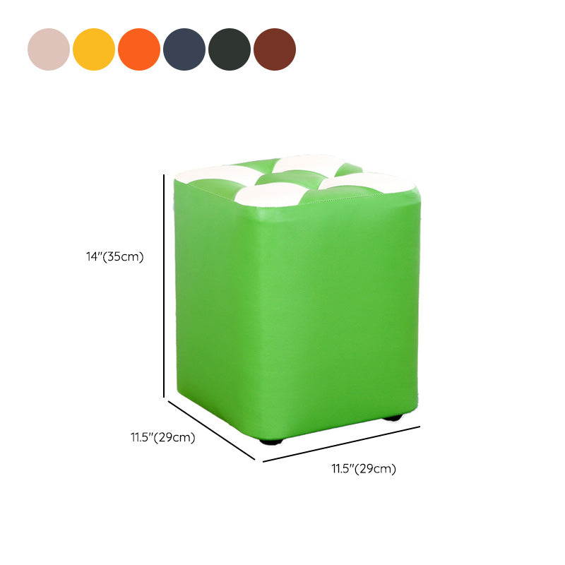 Color Panel Pouf Ottoman Stain Resistant Square Faux Leather Tufted Ottoman