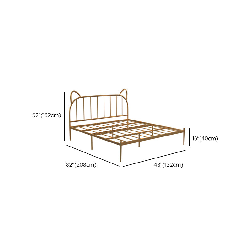 Glam Iron Open-Frame Bed with Spindle Headboard Solid Color in Gold