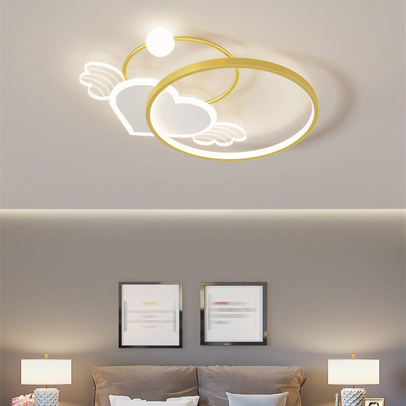 Circular Shape Flush Light Modern Style Metal 1 Light Flush Mount for Bedroom