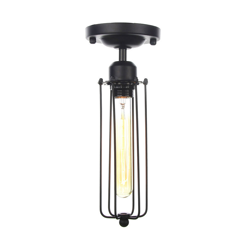 Modern Flush Mount Lighting Metal 1-Light Ceiling Lighting in Black