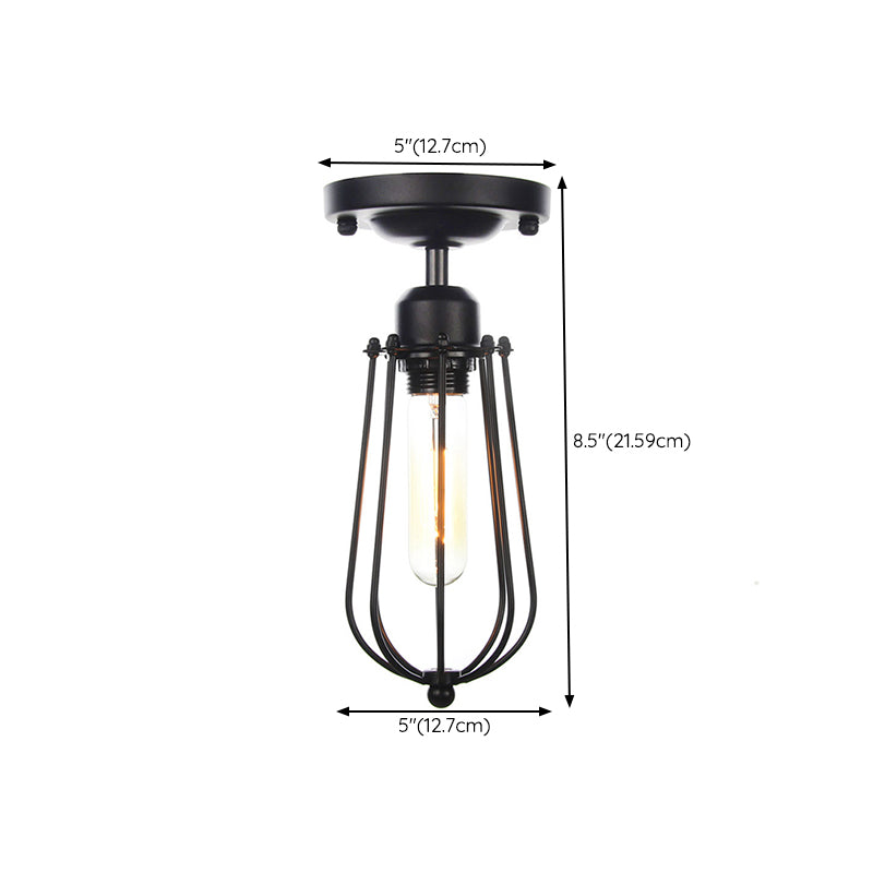 Modern Flush Mount Lighting Metal 1-Light Ceiling Lighting in Black