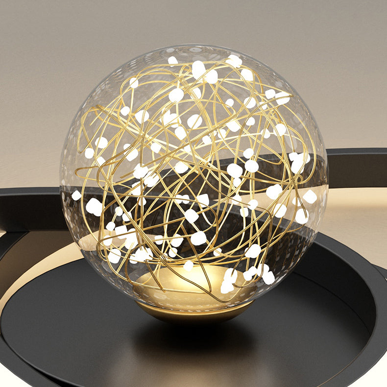 Modern Metal Flush Mount Circular Shape Ceiling Light with Glass Shade for Living Room