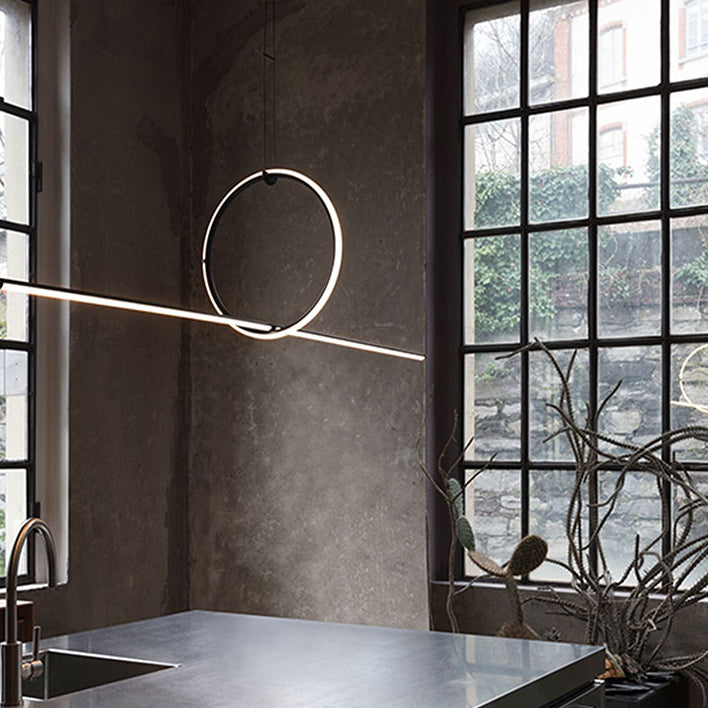 2 Lights Geometric Hanging Lighting Modern Metal Island Lighting