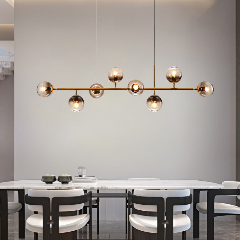 Modern Island Lighting Fixture Glass Ball Shade Hanging Light for Dining Room