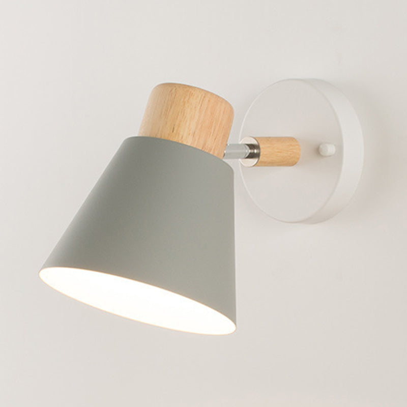 Metal Shaded Wall Light Modernism Wood Lighting for Living Room Foyer