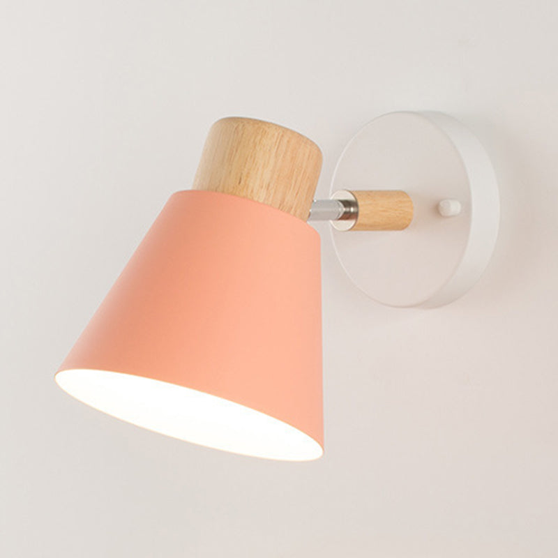 Metal Shaded Wall Light Modernism Wood Lighting for Living Room Foyer