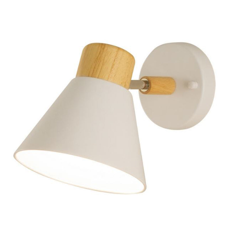 Metal Shaded Wall Light Modernism Wood Lighting for Living Room Foyer