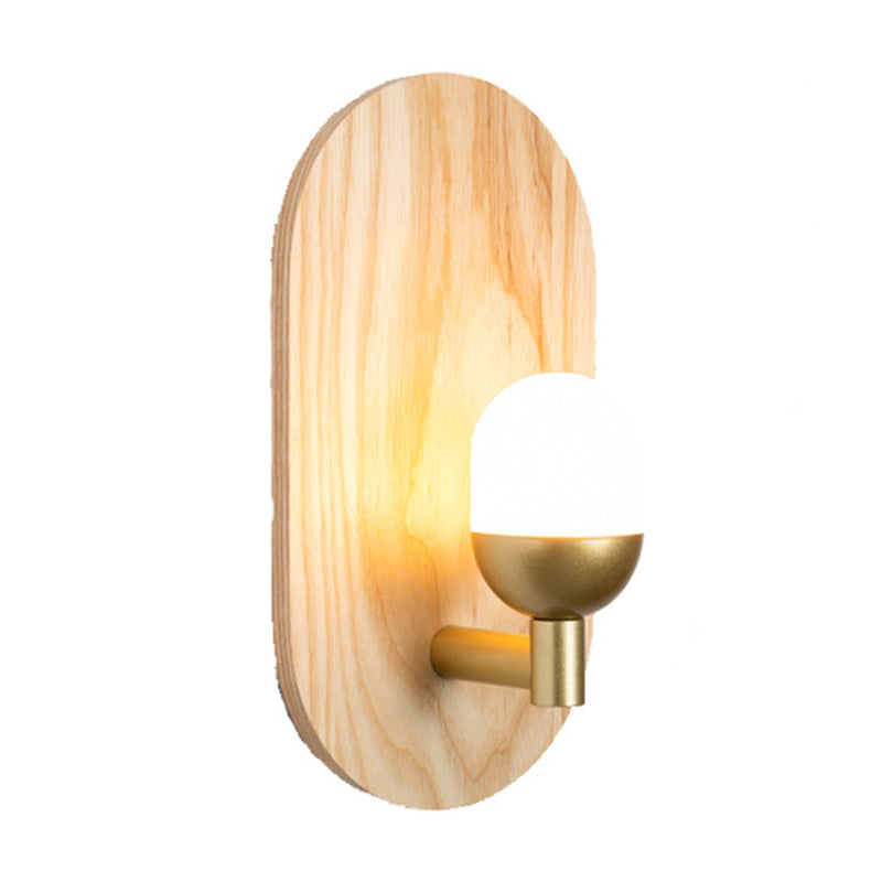 Golden Metal Wall Light Modernism Wood Lighting for Home Room