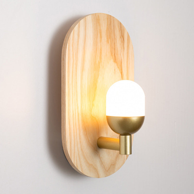 Golden Metal Wall Light Modernism Wood Lighting for Home Room