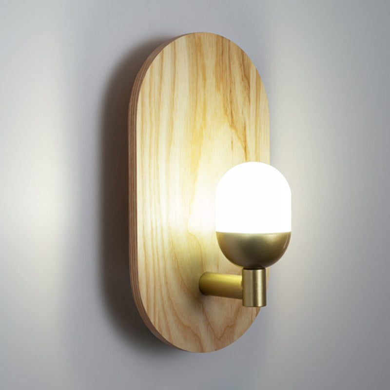 Golden Metal Wall Light Modernism Wood Lighting for Home Room
