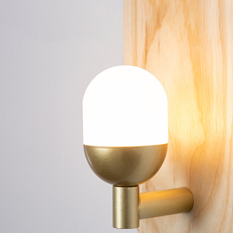 Golden Metal Wall Light Modernism Wood Lighting for Home Room