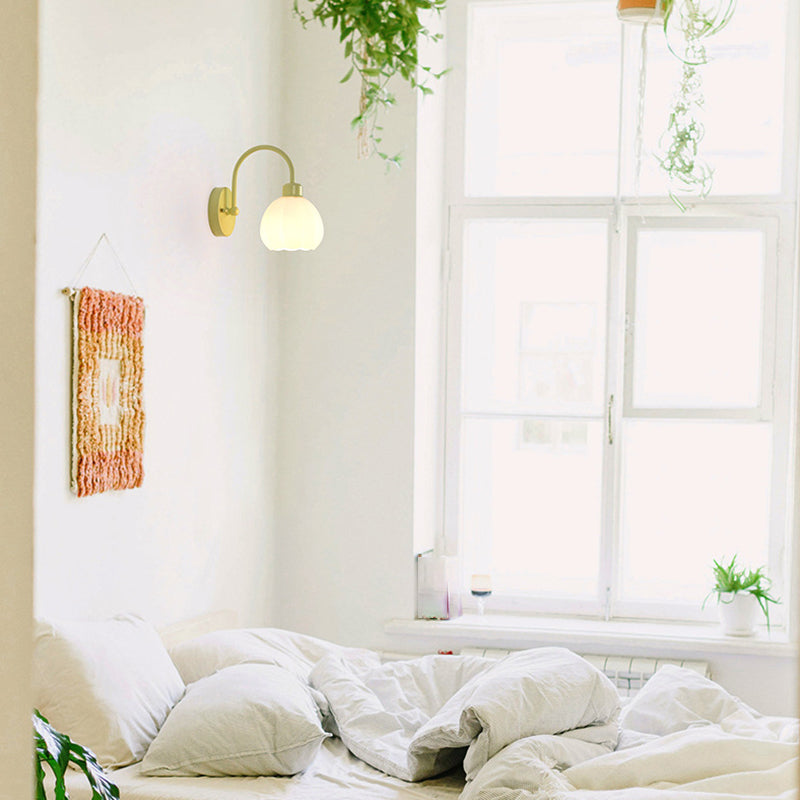 Glass Bowl Shape Sconce Light Modern-Style 1 Light Wall Light Fixtures in Green