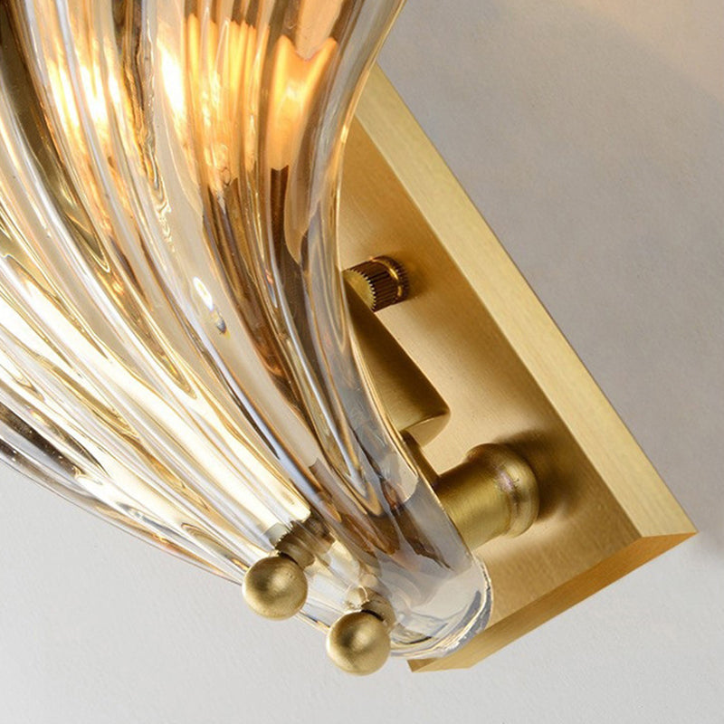 Glass Shell Shape Sconce Light Modern-Style 1 Light Wall Light Fixtures in Gold