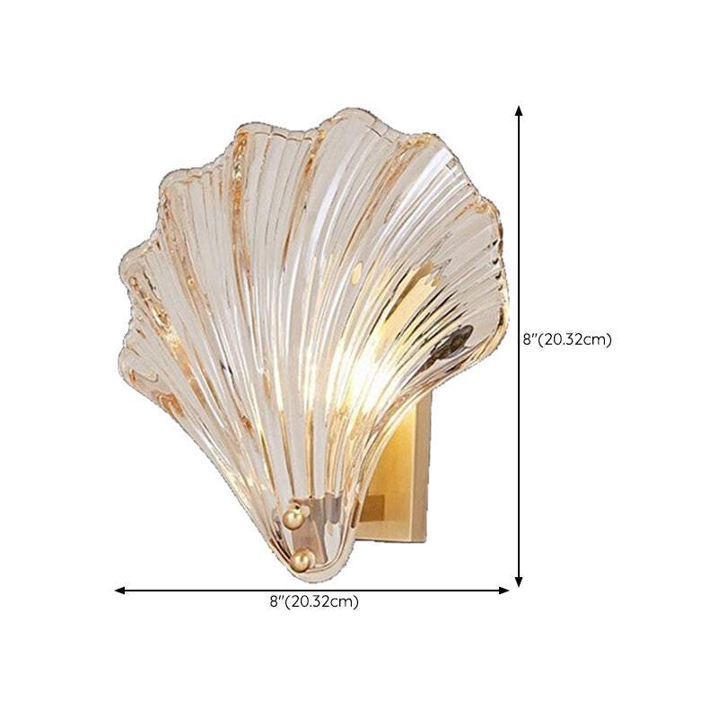 Glass Shell Shape Sconce Light Modern-Style 1 Light Wall Light Fixtures in Gold