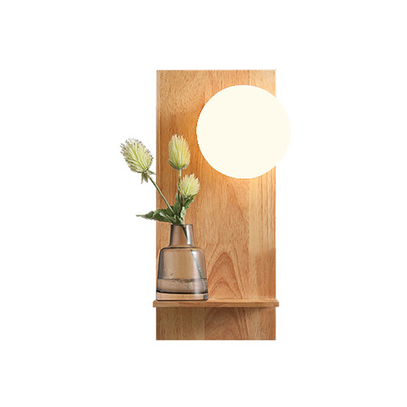 Wood Ball Sconce Light Modern 1 Light Wall Light Fixture in Brown(Decoration not Included)