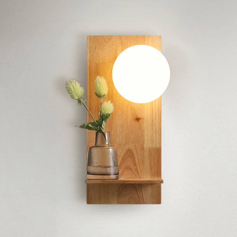 Wood Ball Sconce Light Modern 1 Light Wall Light Fixture in Brown(Decoration not Included)