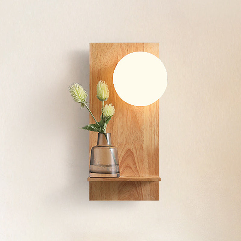 Wood Ball Sconce Light Modern 1 Light Wall Light Fixture in Brown(Decoration not Included)