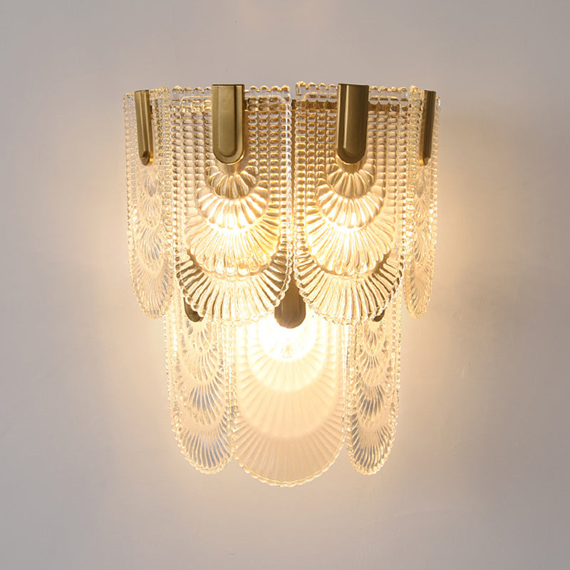 Glass Unique Shape Sconce Light Modern-Style 2 Lights Wall Light Fixtures in Gold
