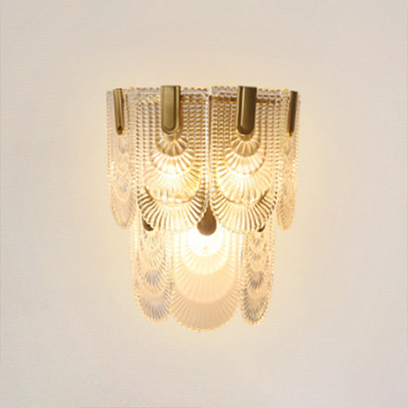 Glass Unique Shape Sconce Light Modern-Style 2 Lights Wall Light Fixtures in Gold