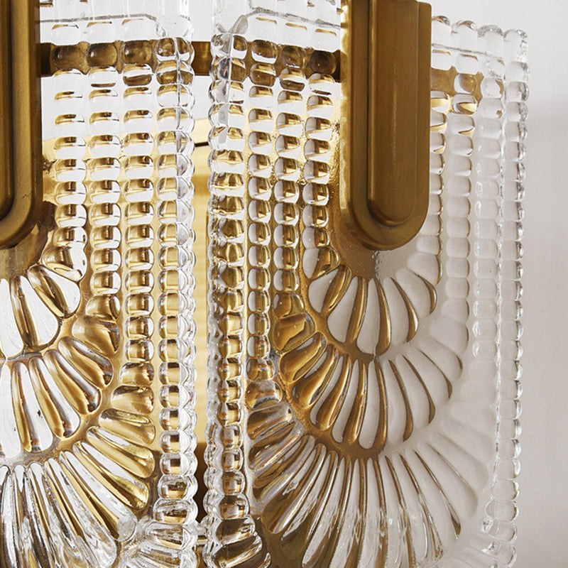 Glass Unique Shape Sconce Light Modern-Style 2 Lights Wall Light Fixtures in Gold