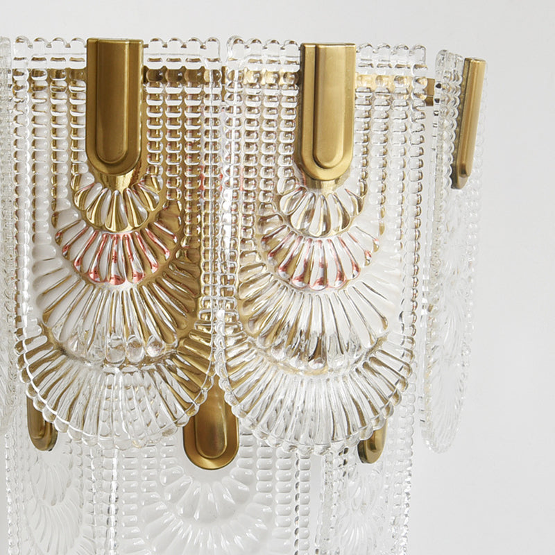 Glass Unique Shape Sconce Light Modern-Style 2 Lights Wall Light Fixtures in Gold
